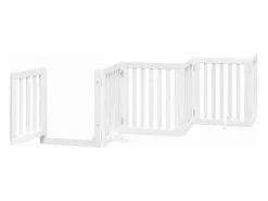 Puerta para perros plegable 9 paneles madera álamo blanca 450cm^Clicnbuy Best