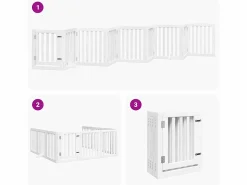 Puerta para perros plegable 9 paneles madera álamo blanca 450cm^Clicnbuy Best