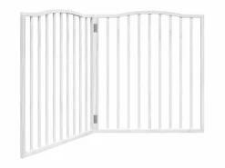 Clicnbuy Puerta para perros plegable 4 paneles madera álamo blanca 320cm Blanco