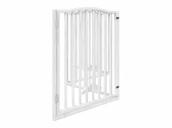 Clicnbuy Puerta para perros plegable 4 paneles madera álamo blanca 320cm Blanco
