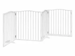 Clicnbuy Puerta para perros plegable 4 paneles madera álamo blanca 320cm Blanco