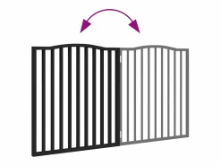 Clicnbuy Puerta para perros plegable 2 paneles madera álamo negra 160 cm Negro Hot