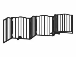 Clicnbuy Seguridad Para Mascotas|Puerta para perros plegable 6 paneles madera álamo negra 300 cm