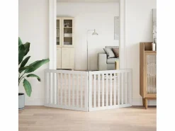 Puerta para perros plegable 2 paneles madera álamo blanca 160cm^Clicnbuy Best