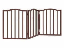 Clicnbuy Puerta para perros plegable 3 paneles álamo marrón roble 150 cm Marru00f3n Online