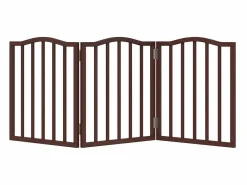 Clicnbuy Puerta para perros plegable 3 paneles álamo marrón roble 150 cm Marru00f3n Online