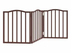 Clicnbuy Puerta para perros plegable 3 paneles álamo marrón roble 150 cm Marru00f3n Online