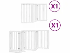 Puerta para perros plegable 9 paneles madera álamo blanca 450cm^Clicnbuy Clearance