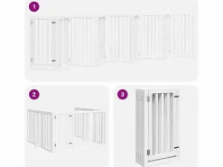 Puerta para perros plegable 9 paneles madera álamo blanca 450cm^Clicnbuy Clearance