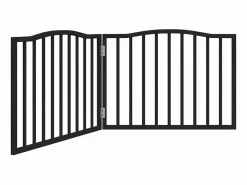 Puerta para perros plegable 2 paneles madera álamo negra 160 cm^Clicnbuy Outlet