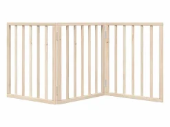 Clicnbuy Puerta para perros plegable de 3 paneles, 150 cm, madera de álamo Marru00f3n Clearance