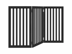 Clicnbuy Puerta para perros plegable 3 paneles madera álamo negra 150 cm Negro Sale