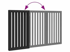 Clicnbuy Puerta para perros plegable 3 paneles madera álamo negra 150 cm Negro Sale