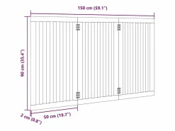 Clicnbuy Puerta para perros plegable 3 paneles madera álamo negra 150 cm Negro Sale