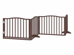 Puerta para perros plegable 4 paneles álamo marrón roble 320 cm^Clicnbuy Discount