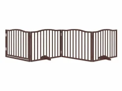 Puerta para perros plegable 4 paneles álamo marrón roble 320 cm^Clicnbuy Discount