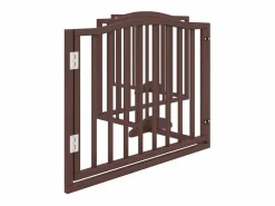 Puerta para perros plegable 4 paneles álamo marrón roble 320 cm^Clicnbuy Discount