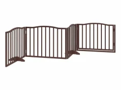 Puerta para perros plegable 4 paneles álamo marrón roble 320 cm^Clicnbuy Discount