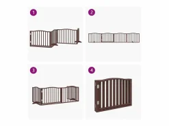 Puerta para perros plegable 4 paneles álamo marrón roble 320 cm^Clicnbuy Discount