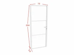 Puerta reversible blanca de aluminio y vidrio templado - Al. 204 x An. 73 cm - MASERU^Vente-unique