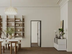 Vente-unique Puerta reversible de aluminio y cristal esmerilado - Alt. 204 x L83 cm - - SEROTO Negro Best