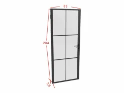 Vente-unique Puerta reversible de aluminio y cristal esmerilado - Alt. 204 x L83 cm - - SEROTO Negro Best