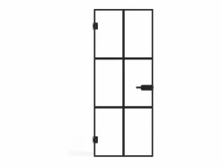 Vente-unique Puerta reversible de aluminio y vidrio templado sin marco - Alt. 204 x L73 cm - SEROTO Negro Clearance
