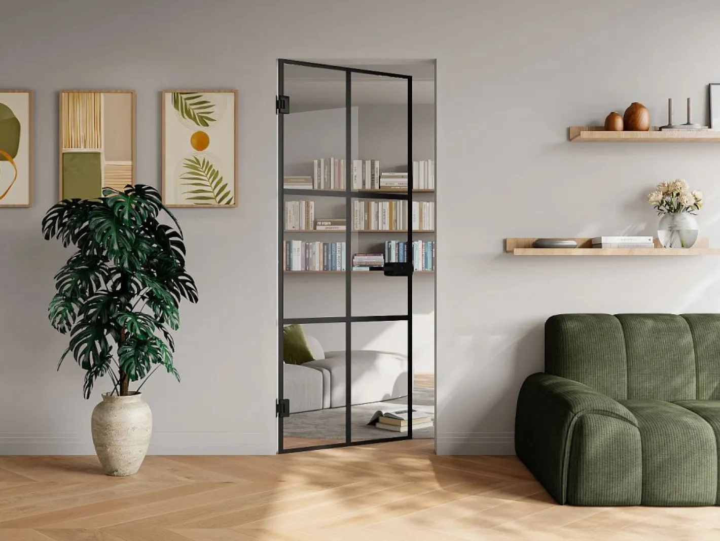 Puerta reversible de aluminio y vidrio templado sin marco - Alt. 204 x L93 cm - SEROTO^Vente-unique Best