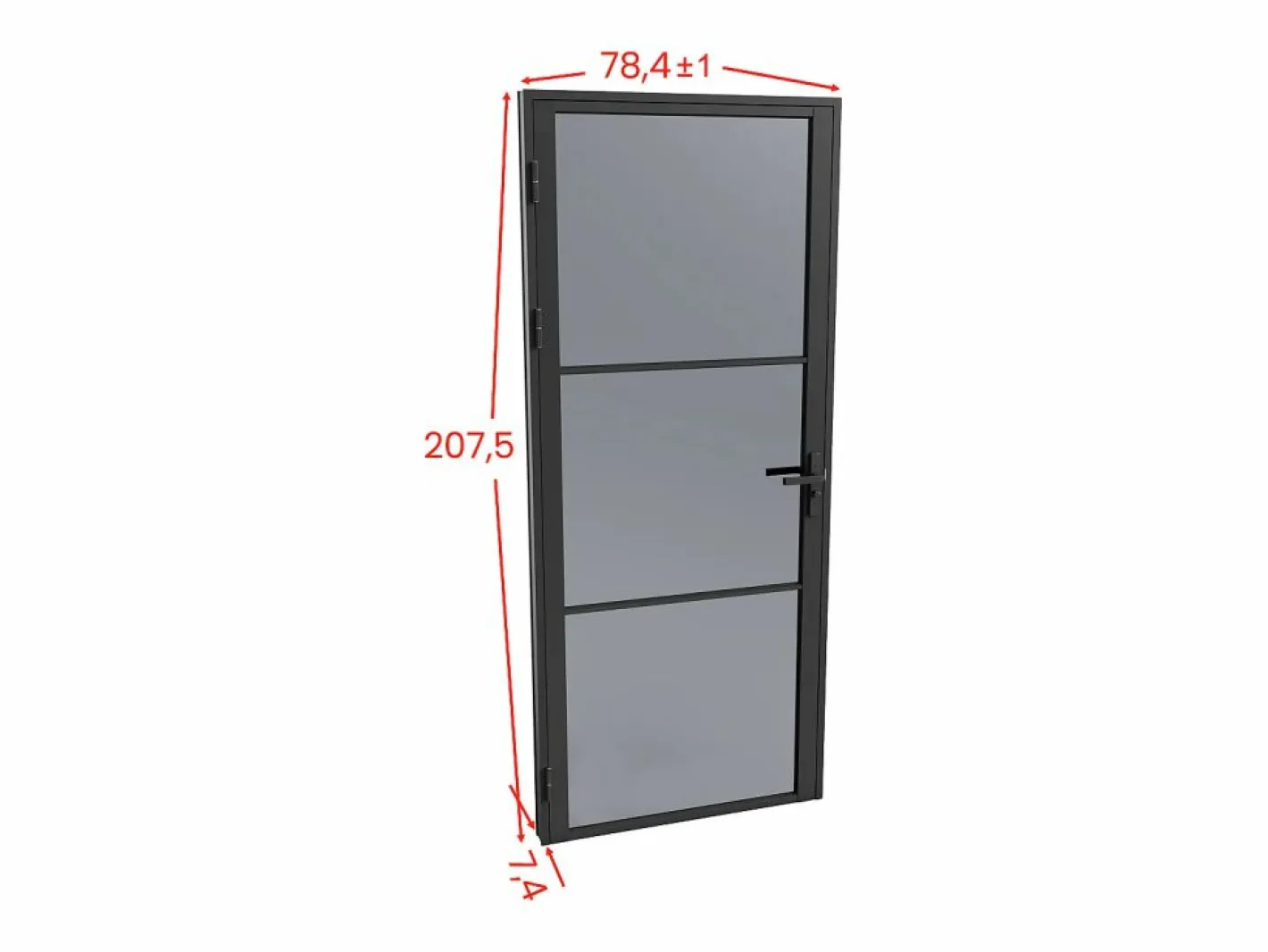 Vente-unique Puerta Con Marco|Puerta reversible de aluminio y vidrio esmerilado - Alt. 204 x L73 cm - - MASERU