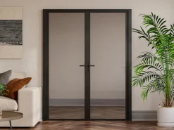 Puerta reversible de doble hoja - vidrio templado - 2 x Al 204 x An 83 cm - LOXTON^Vente-unique Hot