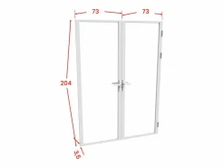 Puerta reversible de doble hoja - vidrio templado - - 2 x Al 204 x An 73 cm - LOXTON^Vente-unique Clearance
