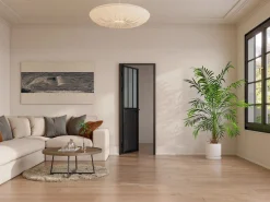 Vente-unique Puerta taller de aluminio, MDF y vidrio translúcido - Alt. 204 x An. 73 cm - ERMELO Negro Sale