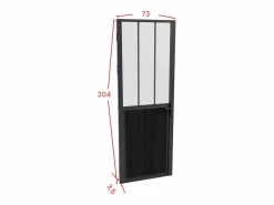 Vente-unique Puerta taller de aluminio, MDF y vidrio translúcido - Alt. 204 x An. 73 cm - ERMELO Negro Sale