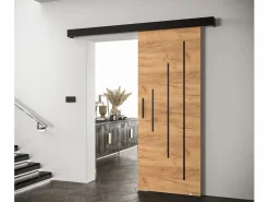 Abiks Möbel Puertas correderas Salwador Y 90x204 cm (Roble Craft / Negro / Negro) Marru00f3n Hot