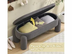 Banco Y Pie De Cama|Banco Y Pie De Cama|Puf banco de cama con arcón de almacenamiento en terciopelo, estilo contemporáneo y multifuncional para dormitorio y salón