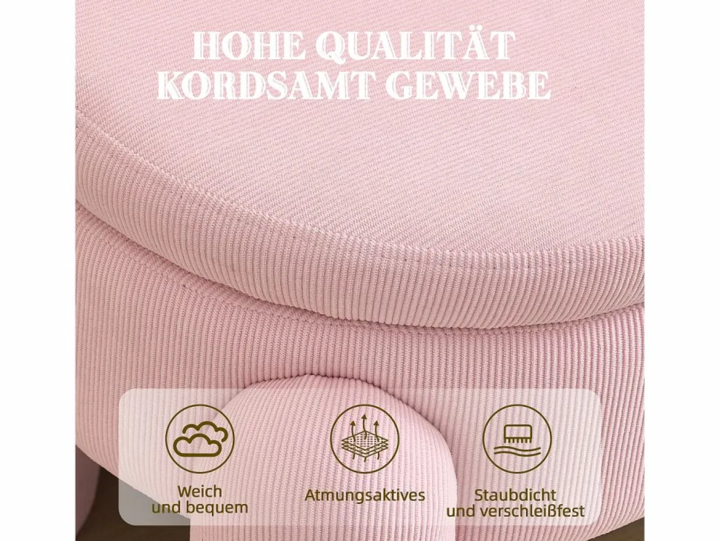 Puf banco de cama con arcón de almacenamiento en terciopelo, estilo contemporáneo y multifuncional para dormitorio y salón Rosa Online