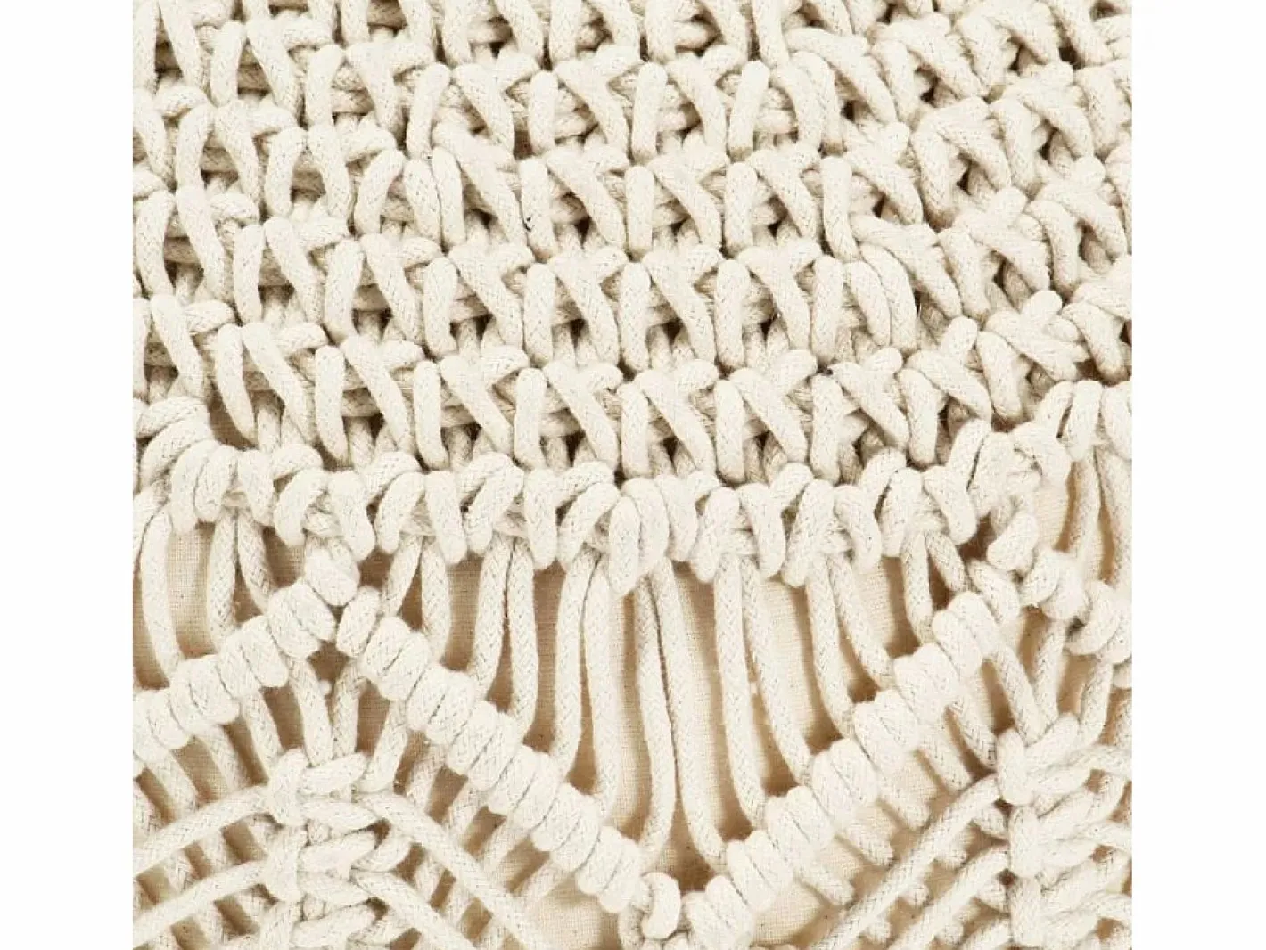 Puf de macramé hecho a mano 45 x 30 cm Algodón Beige Sale