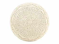 Puf de macramé hecho a mano 45x30 cm Algodón Beige