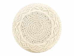 Puf de macramé hecho a mano 45x30 cm Algodón Beige