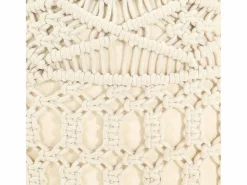 Puf de macramé hecho a mano 45x30 cm Algodón Beige