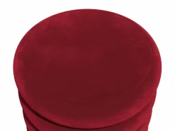 Vente-unique Puf de terciopelo color burdeos forma redondeada ECAMBI Granate New