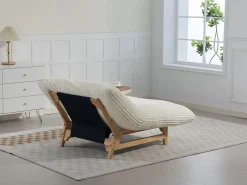 Puf Gigante Blanco de Tela Corduroy, Ergonomico con Respaldo 100x120x76 cm, para Salón y Dormitorio de Adultos Beige Sale