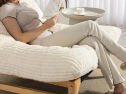 Puf Gigante Blanco de Tela Corduroy, Ergonomico con Respaldo 100x120x76 cm, para Salón y Dormitorio de Adultos Beige Sale