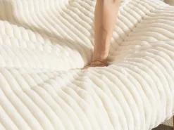 Puf Gigante Blanco de Tela Corduroy, Ergonomico con Respaldo 100x120x76 cm, para Salón y Dormitorio de Adultos Beige Sale