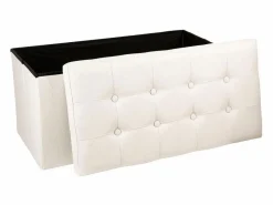 Atmosphera Puf Plegable Doble Lysandre Contemporáneo Terciopelo Tapa 76x38 cm Beige Best