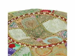 Puf redondo de algodón hecho a mano 40 x 20 cm Verde Online
