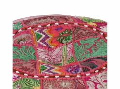 Puf redondo de algodón patchwork hecho a mano 40 x 20 cm^ New