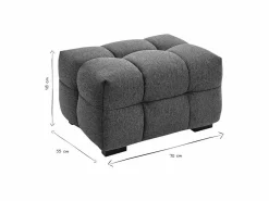 Miliboo Puf reposapiés de diseño en tela de terciopelo oscuro CORTO Azul New