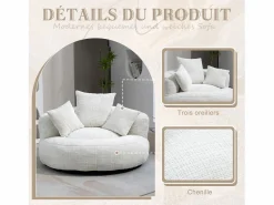 Puf Sillón Alto - Modelo Grande - Incluye 3 Cojines - Ultra Suave y Multiusos - para Adultos y Niños Beige Clearance