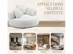 Puf Sillón Alto - Modelo Grande - Incluye 3 Cojines - Ultra Suave y Multiusos - para Adultos y Niños Beige Clearance